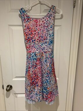 Suzy Shier Confetti Dot Sleeveless Dress
